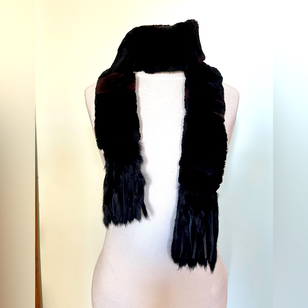 Indie Sleaze Real Mink Scarf Black Brown